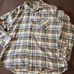 Telluride Men's Flannel In Grey And Tan Size XL Some Pilling